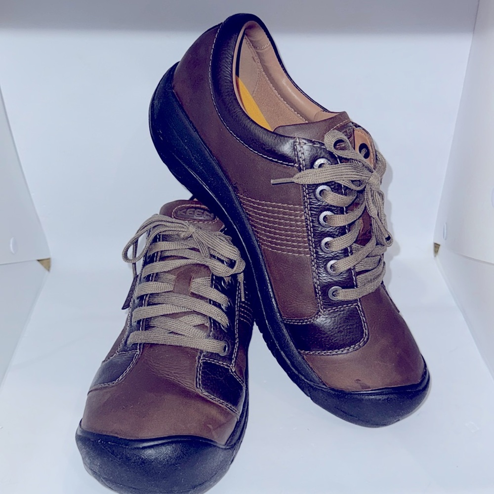 KEEN Men's Austin Low Height Brown Leather Oxford Sz 13 Walking Hiking Low Shoes